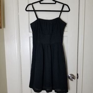 THEORY black cotton eyelet spaghetti strap fit and flare dress size 6